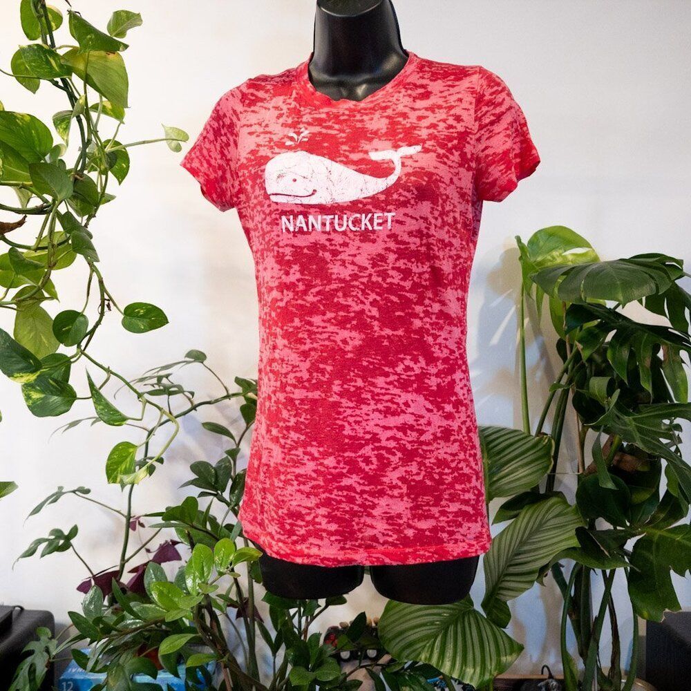 Next Level Nantucket Pink Burnout Whale Camo T-Shirt, Size M